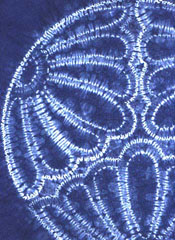 shibori, ori nui shibori, indigo shibori, kiku, chrysanthemum flower, japanese shibori, indigo dyeing, shiborizome, indigo, aizome, textile, resist shibori, traditional shibori